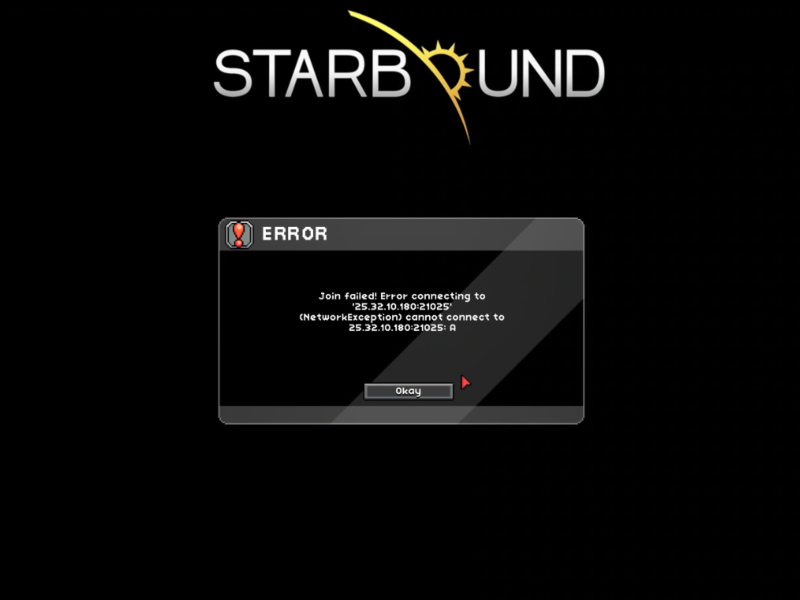 Starbound join failed error connecting to что делать